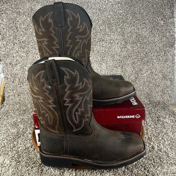 Wolverine Men’s 11.5 Rancher Square-Toe Steel-Toe Wellington Work Boots Leather - Picture 1 of 13